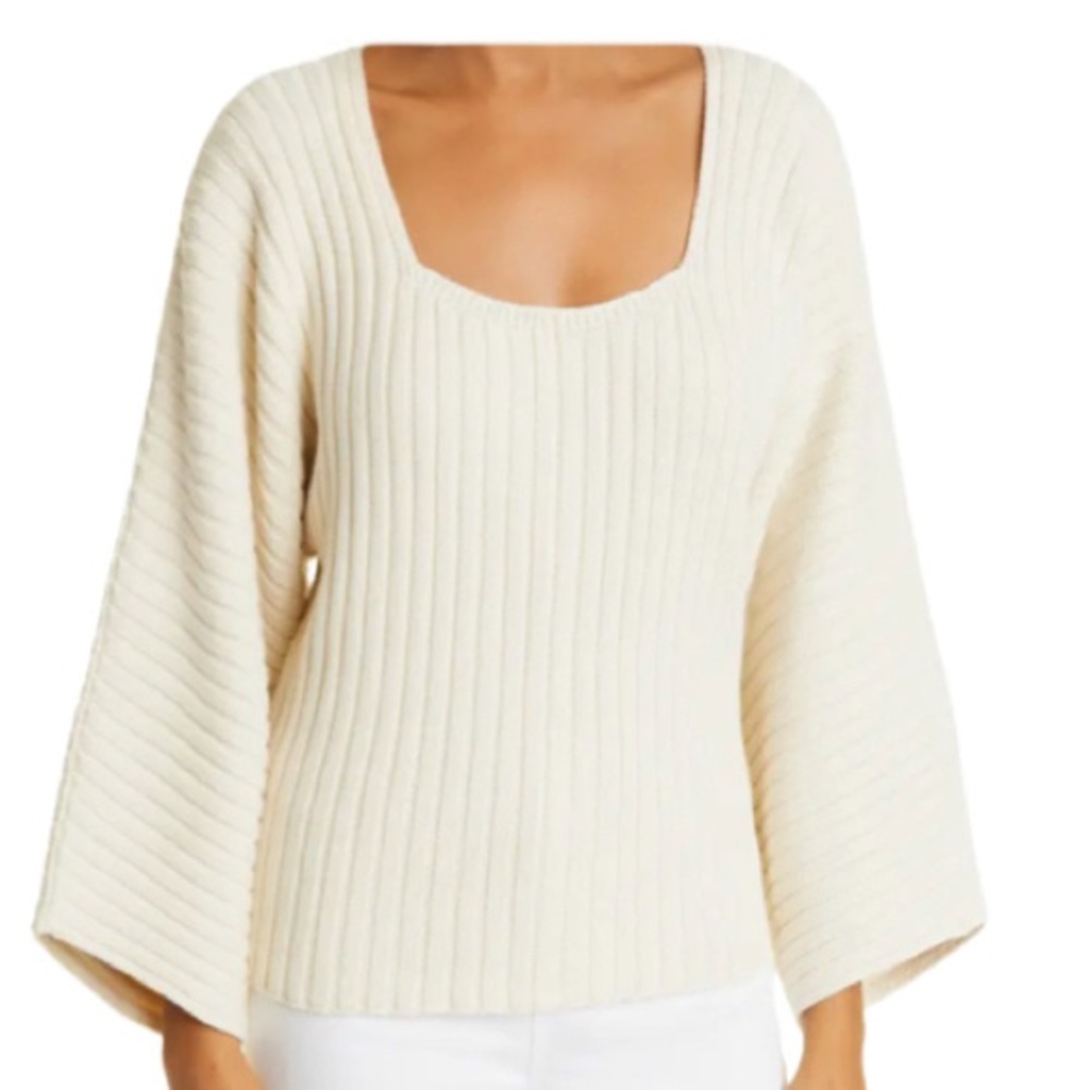 NWT Mara Hoffman Cream Jocelyn Flared Sleeve Sweater - Sz M